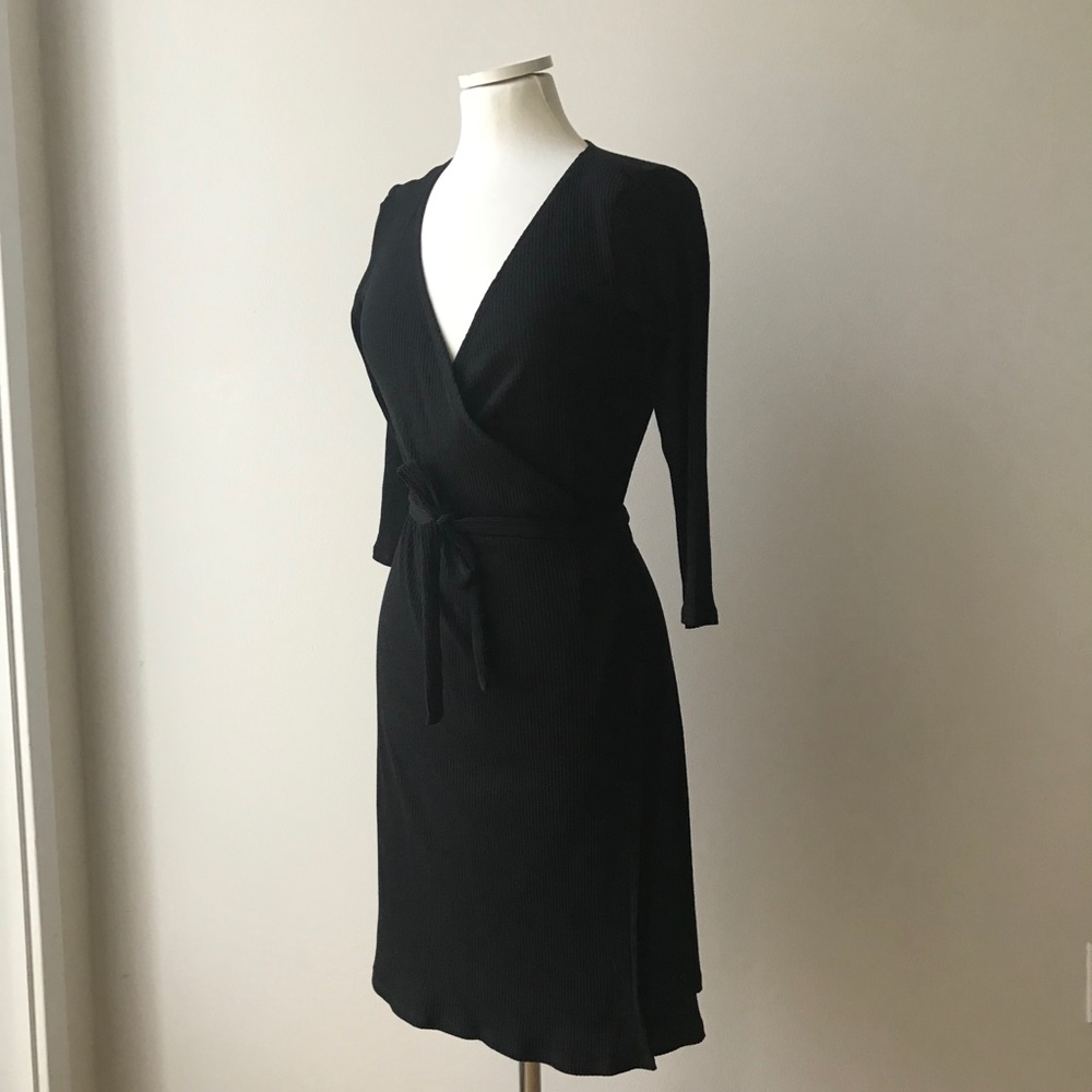 Amour Vert Paris Rib Theodora Wrap Dress Black M